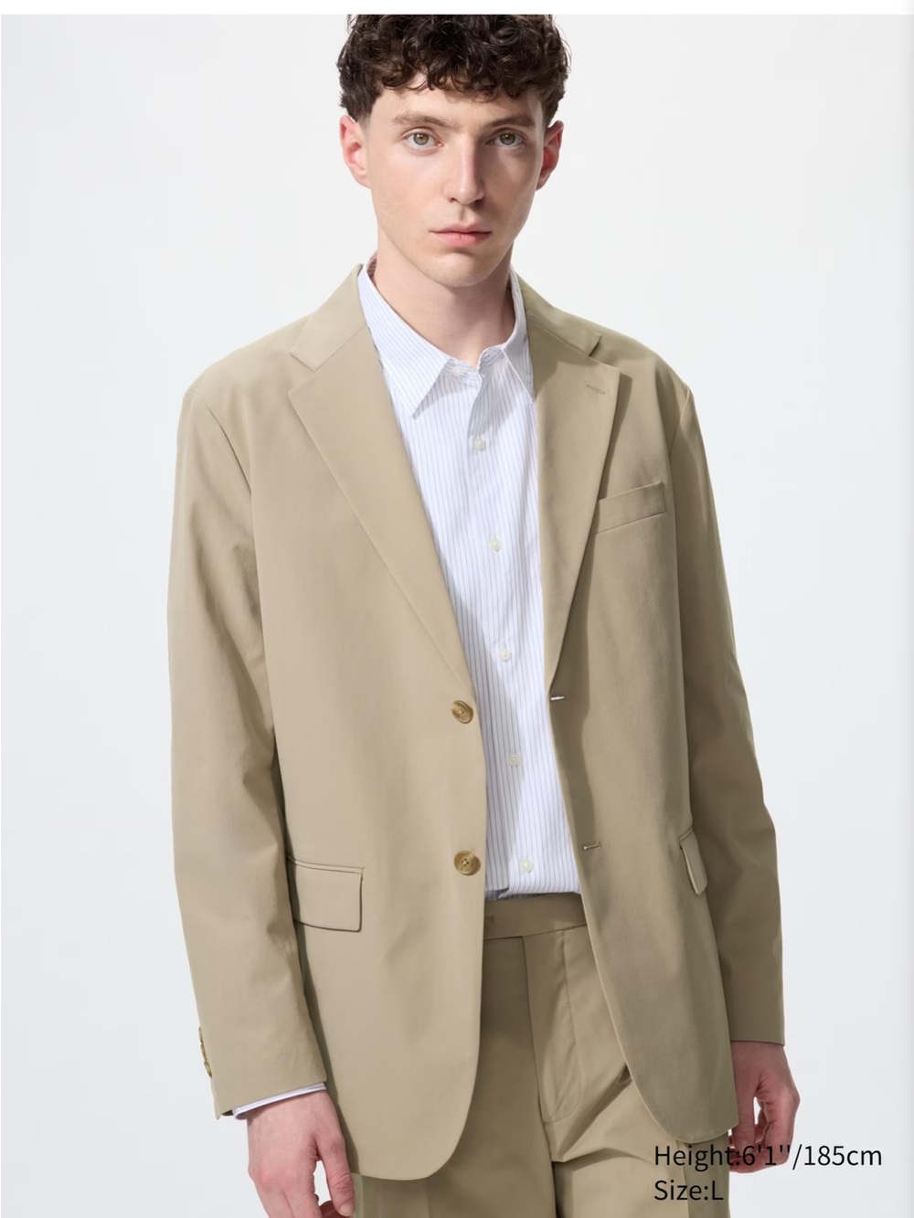 Slim Fit Blazer Jacket Beige Taupe Lightweight size L